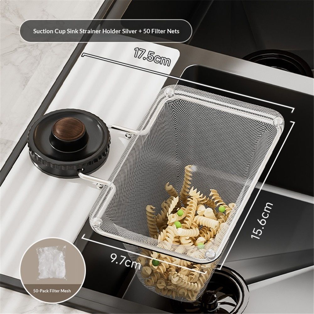 Kitchen Sink Strainer with Filter Mesh Bag, Suction Cup Food Waste Filter Basket, Foldable Washing Vegetables and Fruits Drying Bag Holder (Black Sink Strainer2pcs +100pcs Mesh Bag) Kemu |Fashion Home Kitchen Beauty