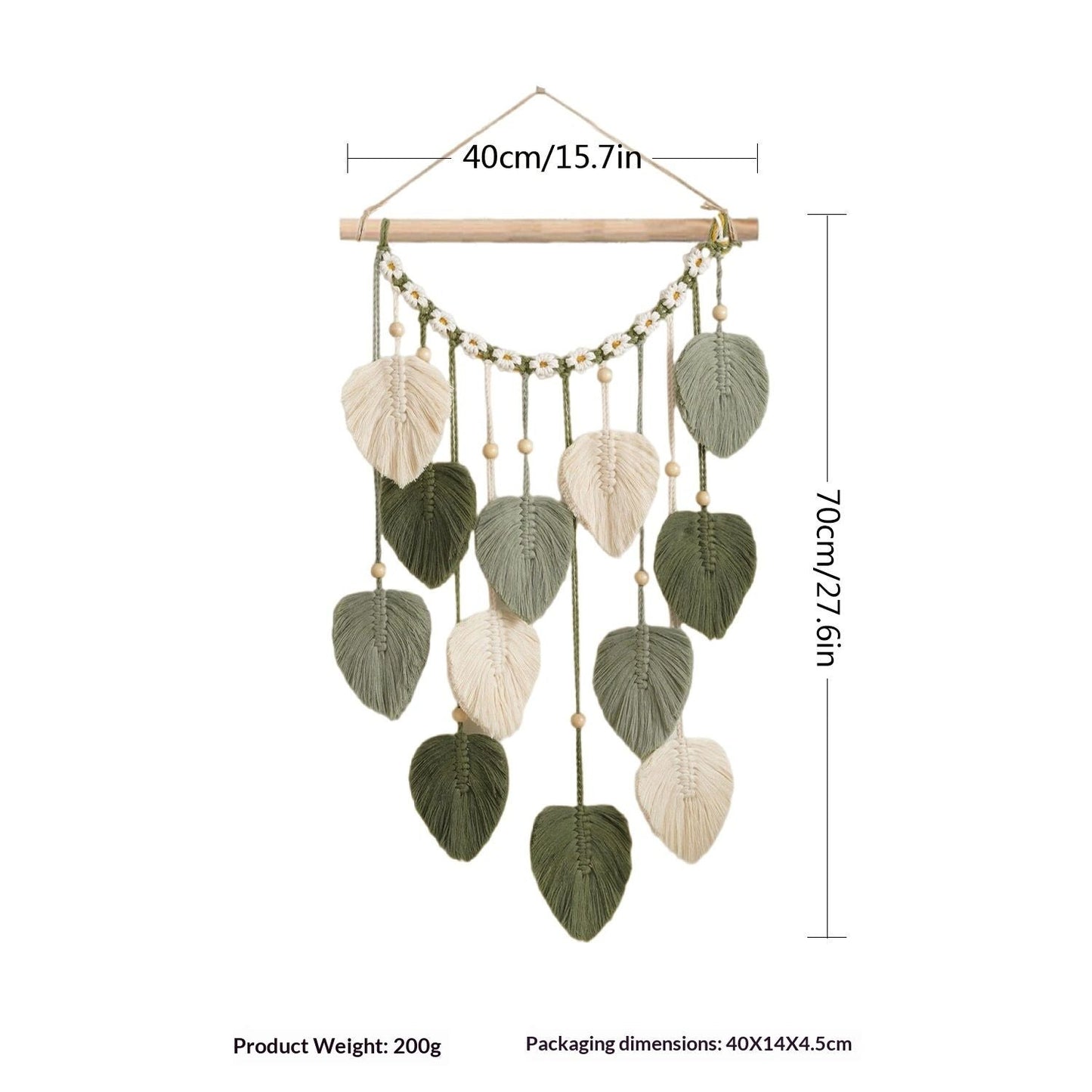 Wall Hanging - Hand Woven Boho Tapestry Sage Green Leaves Wall Decor, Rustic Tassels Yarn Hanging Ornament Decor for Bedroom Living Room Dorm(Green) Kemu |Fashion Home Kitchen Beauty