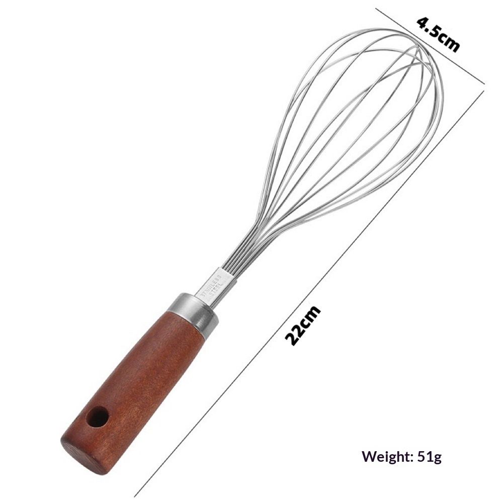 Egg Whisk: Stainless Steel Kitchen Cooking Wire Balloon Wisk,Manual Baking Tool for Hand Mixing, Blending Sauce (silvery 22*4.5cm) Kemu |Fashion Home Kitchen Beauty