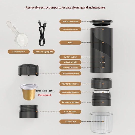 Portable Espresso Machine - Travel Espresso Maker for Both Coffee Ground & Capsules - Battery Powered Coffee Maker - Portable Coffee Maker for Travel, Camping, Home, Office, RV Kemu |Fashion Home Kitchen Beauty