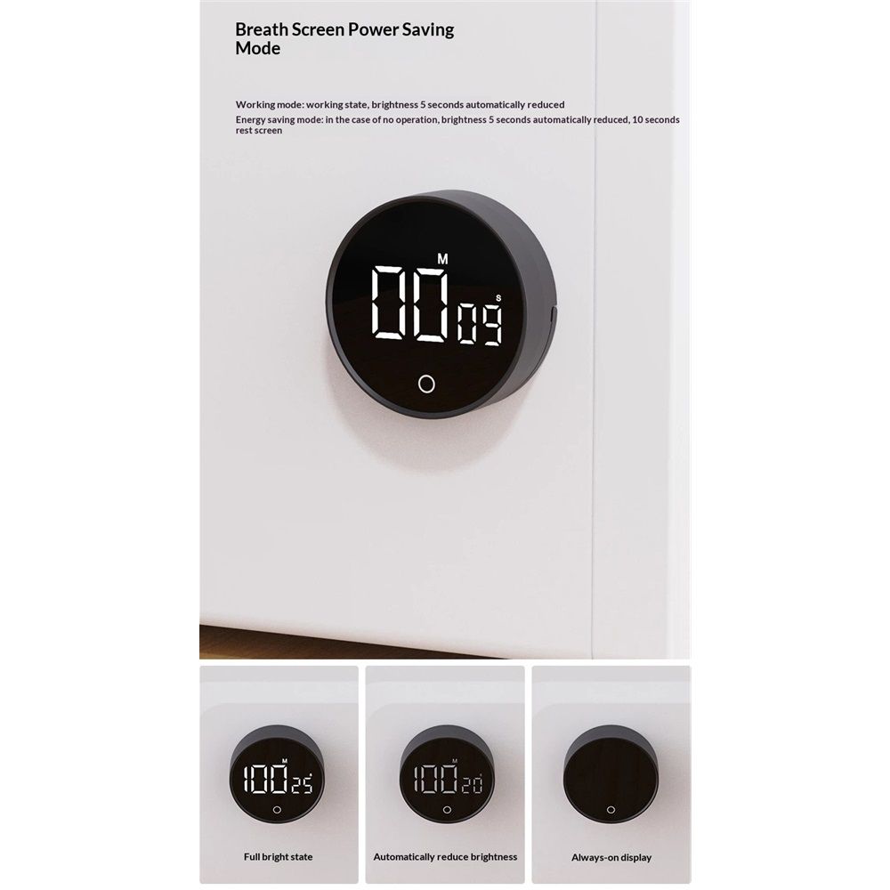 Digital Kitchen Timer, Rechargeable Magnetic Visual Timer with Large LED Display, Adjustable Volume for Classroom, Cooking, Fitness, Baking, Kids Learning & Teaching (Black,Battery not included) Kemu |Fashion Home Kitchen Beauty