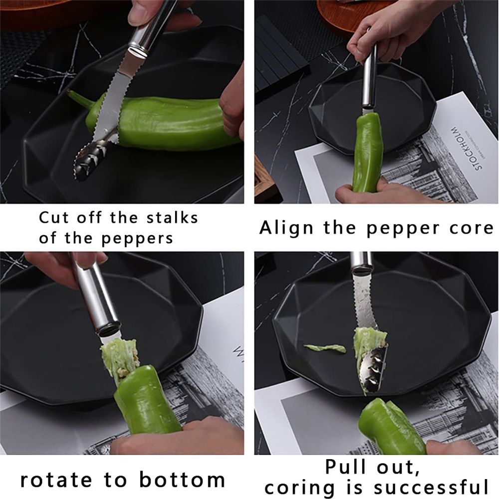 Stainless Chili Pepper Roasting Rack and Corer Set, Stainless Steel Drumstick Chicken Wings Roaster for BBQ Smoker and Oven Kemu |Fashion Home Kitchen Beauty