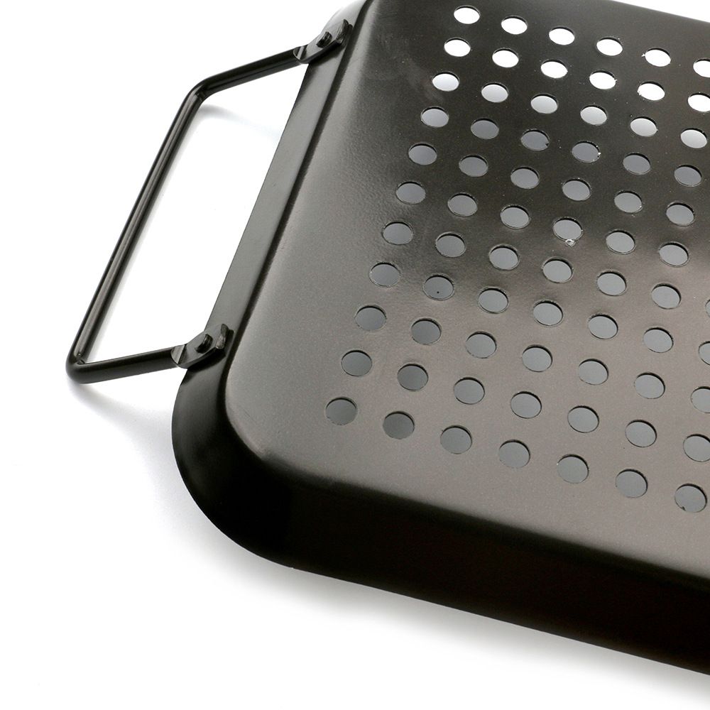 BBQ Grill Pan, Non-stick Carbon Steel BBQ Grill Wok Grill Accessories with Handles for Outdoor Grill Vegetables, Fish, Meat, Kabobs (size:Rectangular) Kemu |Fashion Home Kitchen Beauty