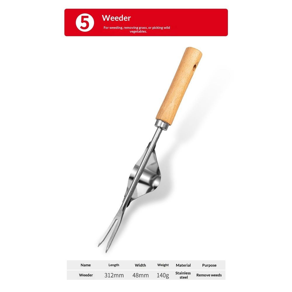 Weed Puller Tool, 5 Piece Stainless Steel Heavy Duty Weeding Tool, Weed Puller, Crack Weeder Tool, Weed Remover Tool with Ergonomic Wooden Handle, Gardening Gifts for Women Kemu |Fashion Home Kitchen Beauty