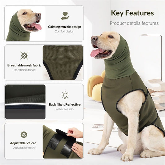 Dog Anxiety Jacket, Dog Shirt with Turtleneck, Breathable Calming Vest, Indoor and Outdoor Separated Pet Jacket (outdoor Green, Small) Kemu |Fashion Home Kitchen Beauty