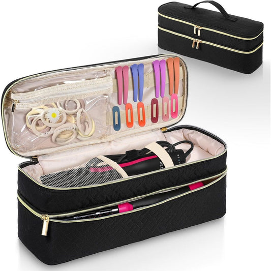 Travel Carrying Case Compatible with Hair Dryer Brush/Volumizer/Styler/Hot Tools,Double-Layer Storage Organizer Bag ,Black(Bag Only) Kemu |Fashion Home Kitchen Beauty