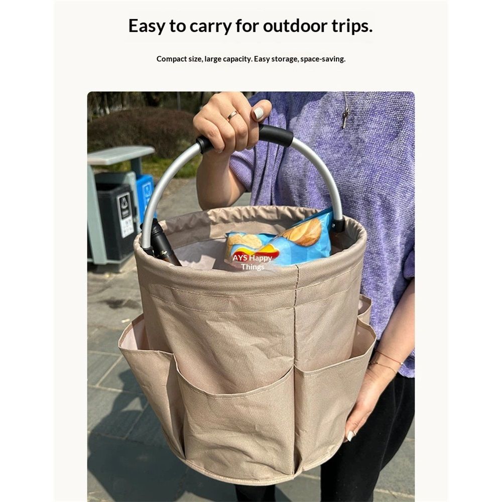 Garden Tool Organizer Bag Collapsible Tool Bag Foldable Tool Organizer Outdoor Camping Garden Harvest Basket Cleaning Supply Caddy with Handle for Home Bathroom Storage Bath Wash Bag(khaki) Kemu |Fashion Home Kitchen Beauty