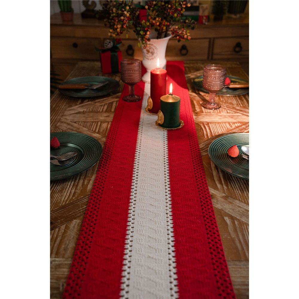 Table Runner for Home Decor with Tassels 72 Inches Long Farmhouse Red Rustic Boho Table Runner Table Decoration for Living Room Bridal Shower(12x72 Inches) Kemu |Fashion Home Kitchen Beauty