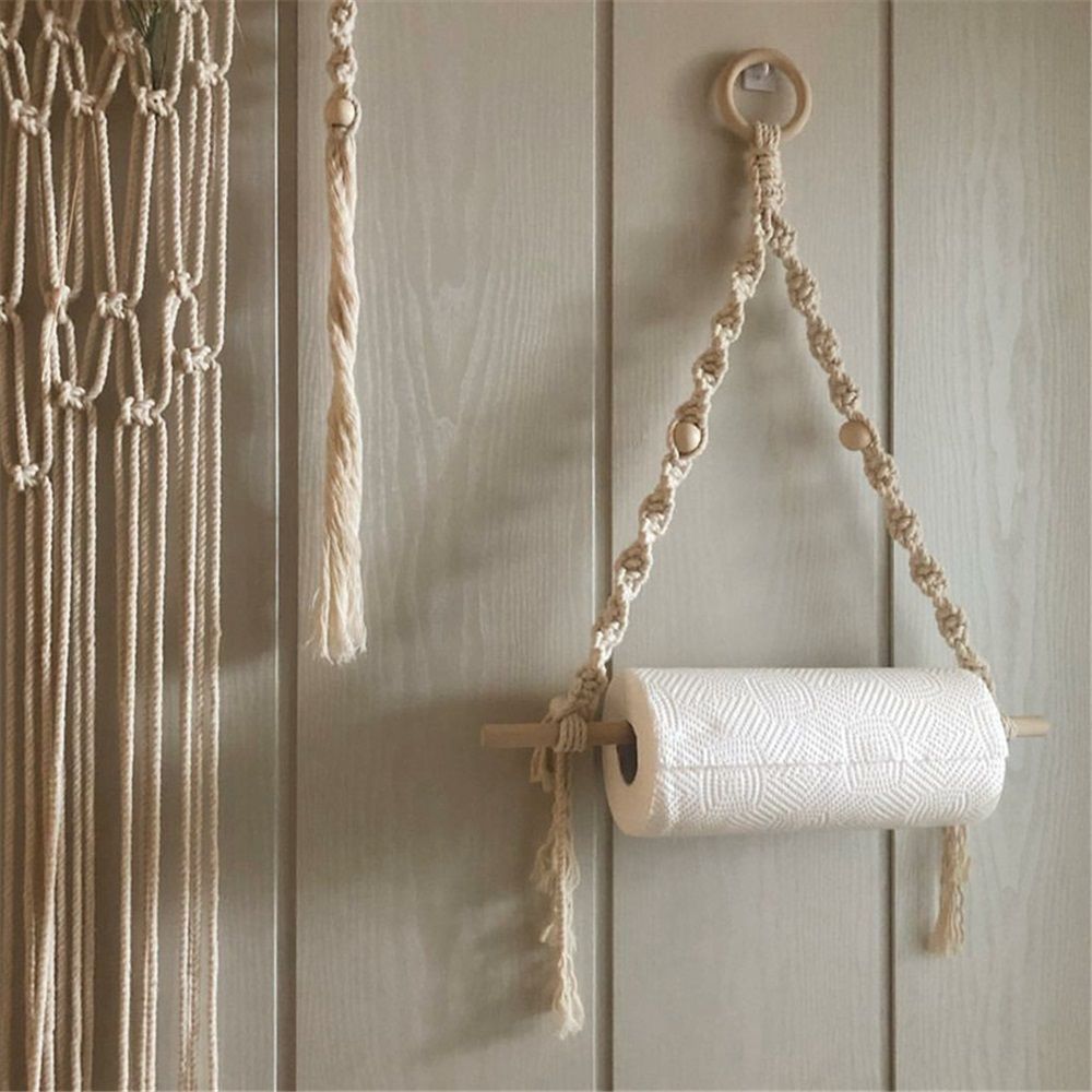 2 pack Paper Towel Holder - Paper Towel Hanging for Kitchen Bathroom, Kitchen, Washroom, Hand -Woven Home Decor Wall Hanging Shelf Kemu |Fashion Home Kitchen Beauty