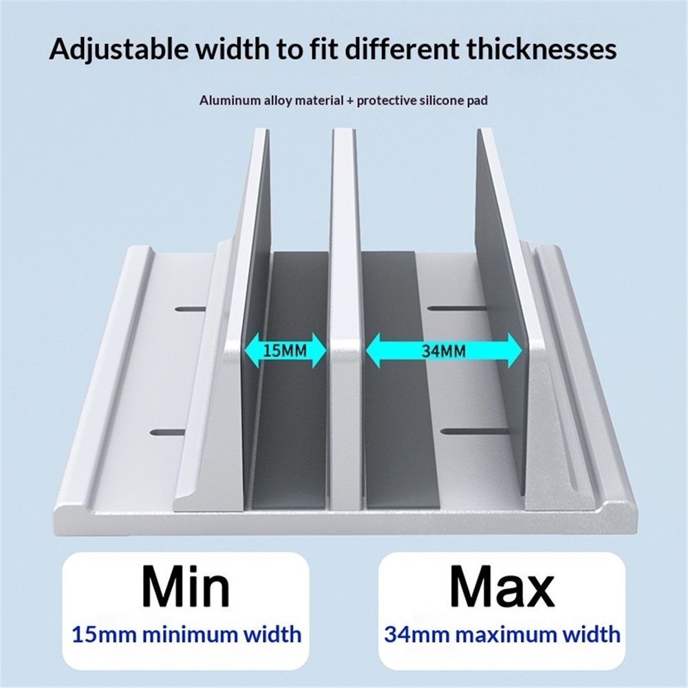New Vertical aluminum alloy Laptop Stand, Adjustable 2 Slot Aluminum Desktop Holde, Fits Gaming Laptops (Silver) Kemu |Fashion Home Kitchen Beauty