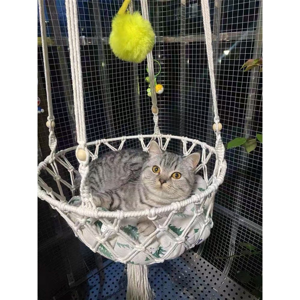 Cat Hammock Bed,Handwoven Hanging Cat Bed with Hanging Kit for Indoor Outdoor Home Decor Ceiling Catio Swing for Playing Sleeping Climbing and Lounging(30*100cm) Kemu |Fashion Home Kitchen Beauty