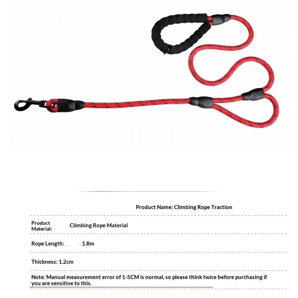 Dog Leash Heavy Duty 6ft, Double Handle Dog Leash with Padded Handle for Traffic Control, Reflective Rope Leashes for Large and Medium Dogs Night Control Safety Training (Red) Kemu |Fashion Home Kitchen Beauty