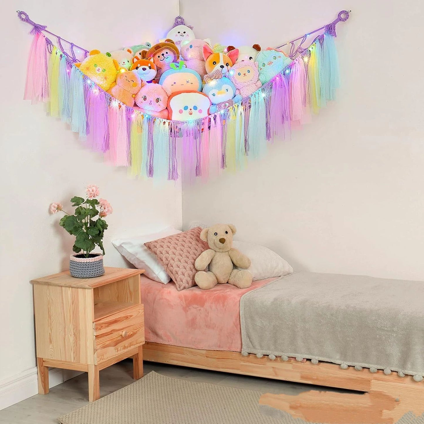 Stuffed Animals Net or Hammock, Toy Hammock Hanging Stuffed Animals Storage Organizer Holder Room Décor for Nursery Kids Bedroom(only bag,without LED strip) Kemu |Fashion Home Kitchen Beauty