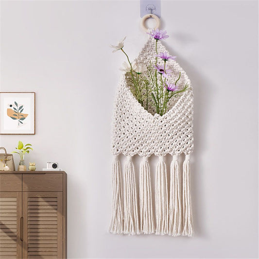 Wall Hanging Basket Decor - Boho Wall Basket Decor - Large Wall Art - Mail Organizer Wall Mount - Key And Letter Holder For Wall - White Kemu |Fashion Home Kitchen Beauty
