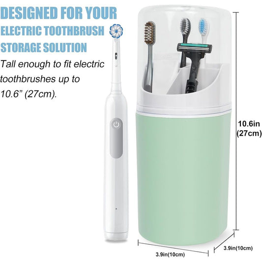 Tall Electric Toothbrush Holder with Cover, Bathroom Caddy Fits Adults Electric Toothbrushes, Toothpaste, Wall Mount or Countertop Organizer with Removable Dividers, 4 Slots (Green,only the box) Kemu |Fashion Home Kitchen Beauty