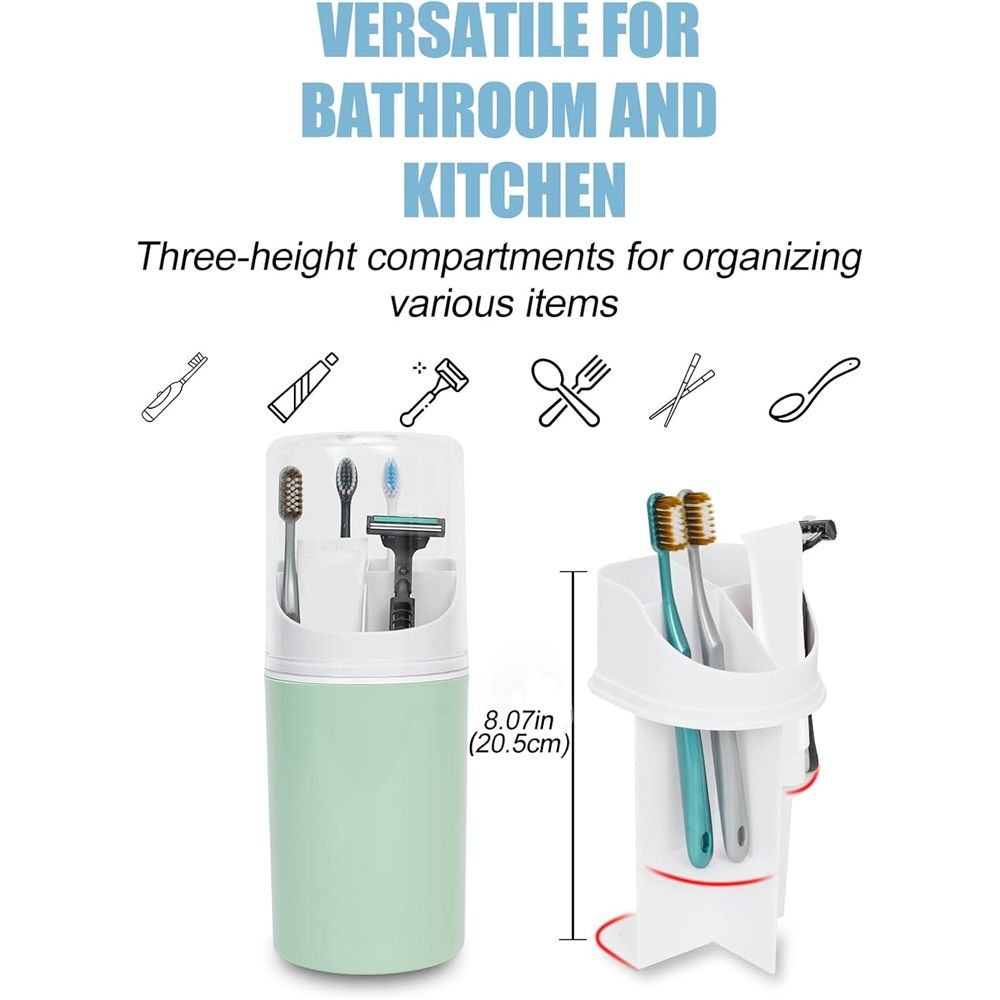 Tall Electric Toothbrush Holder with Cover, Bathroom Caddy Fits Adults Electric Toothbrushes, Toothpaste, Wall Mount or Countertop Organizer with Removable Dividers, 4 Slots (Green,only the box) Kemu |Fashion Home Kitchen Beauty