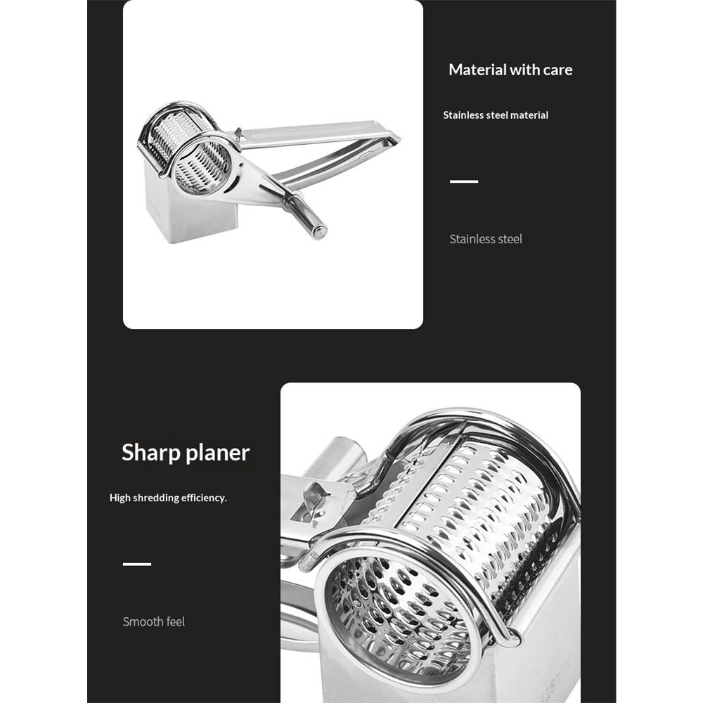 Rotary Cheese Grater Stainless Steel Handheld Rotary Parmesan Grater Cheese Cutter Slicer Shredder with 4 Stainless Drum for Grating Hard Chocolate Nuts Kitchen Tool Kemu |Fashion Home Kitchen Beauty