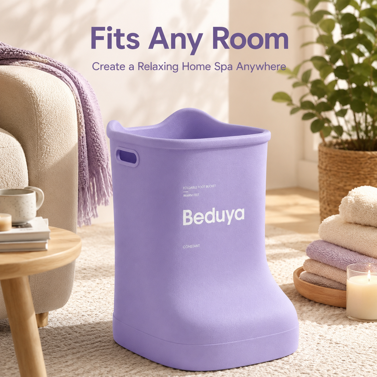 EVA Foot Soaking Bucket with Massage Bottom, Deep Calf Foot Bath Tub for Home Spa, Insulated Warm Foot Soak Basin with Handles, Lightweight Portable Foot Spa Bucket for Adults (Lavender Purple) Kemu |Fashion Home Kitchen Beauty
