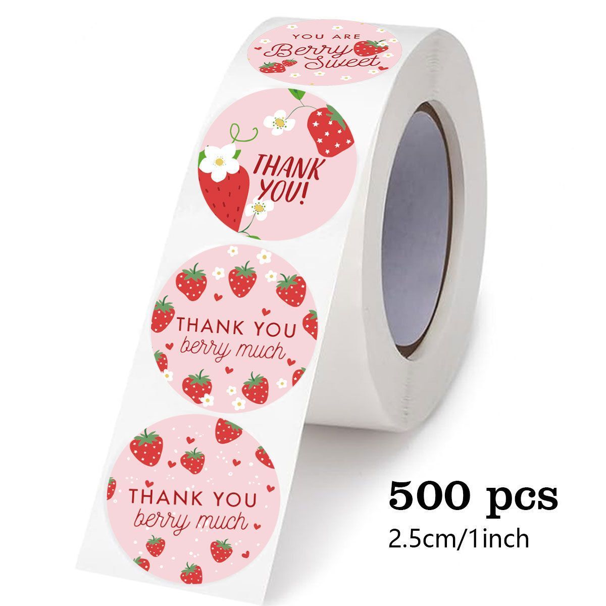 Strawberry Thank You Stickers 38mm 1 and a half inch Kemu |Fashion Home Kitchen Beauty