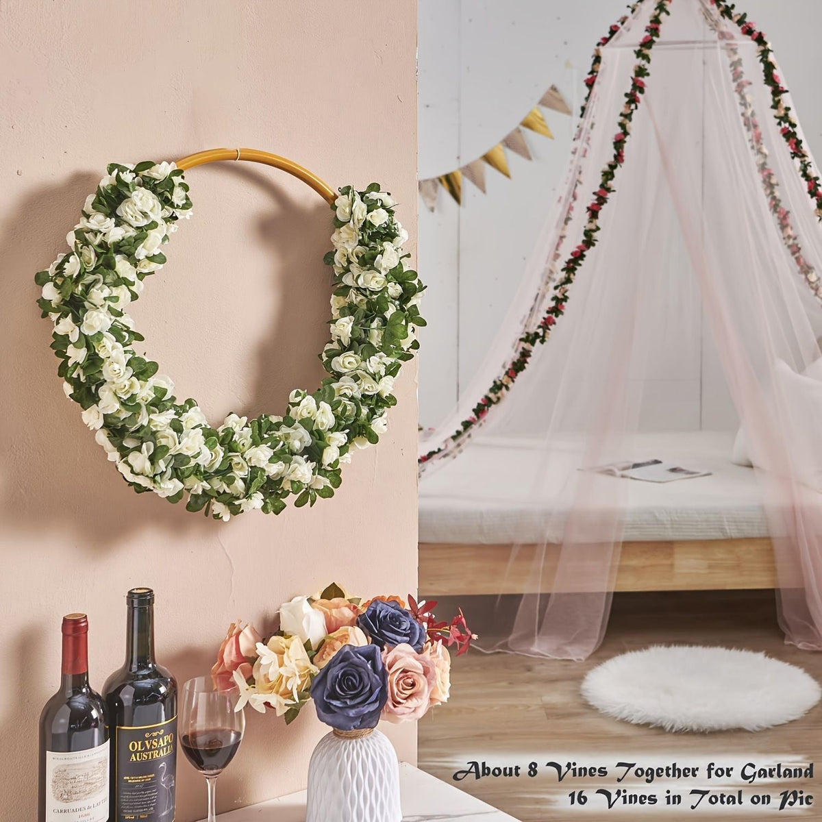 Artificial Rose Vine - White 2.5m Kemu |Fashion Home Kitchen Beauty