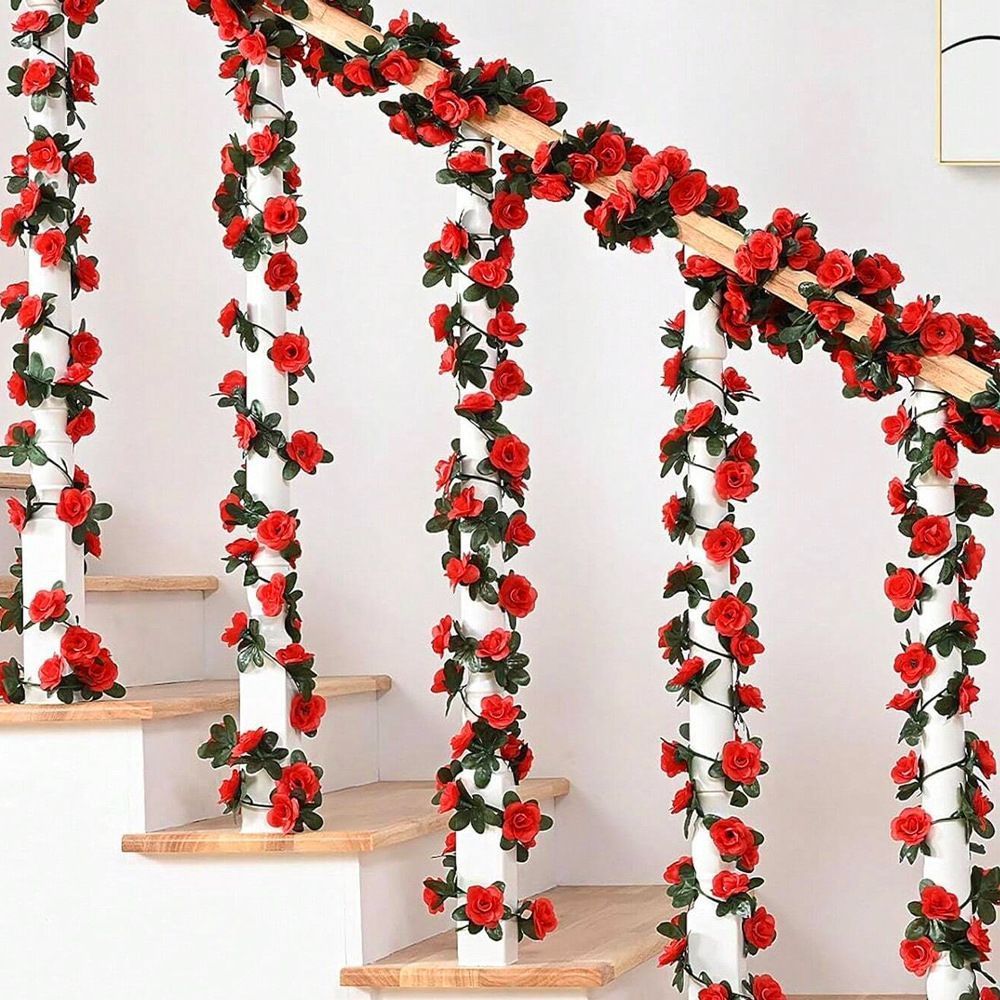Artificial Rose Vine-Hot Pink & Pink Mixed 2.5m Kemu |Fashion Home Kitchen Beauty