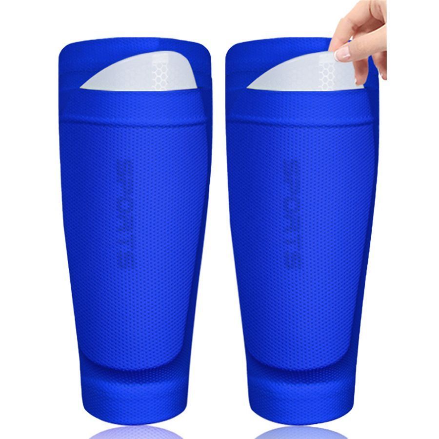 2 Pairs Soccer Shin Guard Sock Blue Size S Kemu |Fashion Home Kitchen Beauty