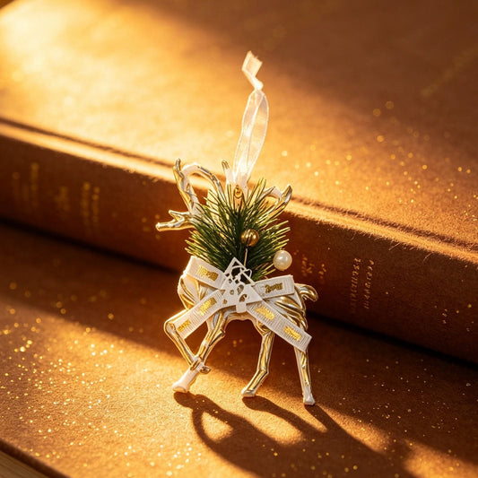 1pk White Gold Vintage Reindeer Xmas Bauble Kemu |Fashion Home Kitchen Beauty