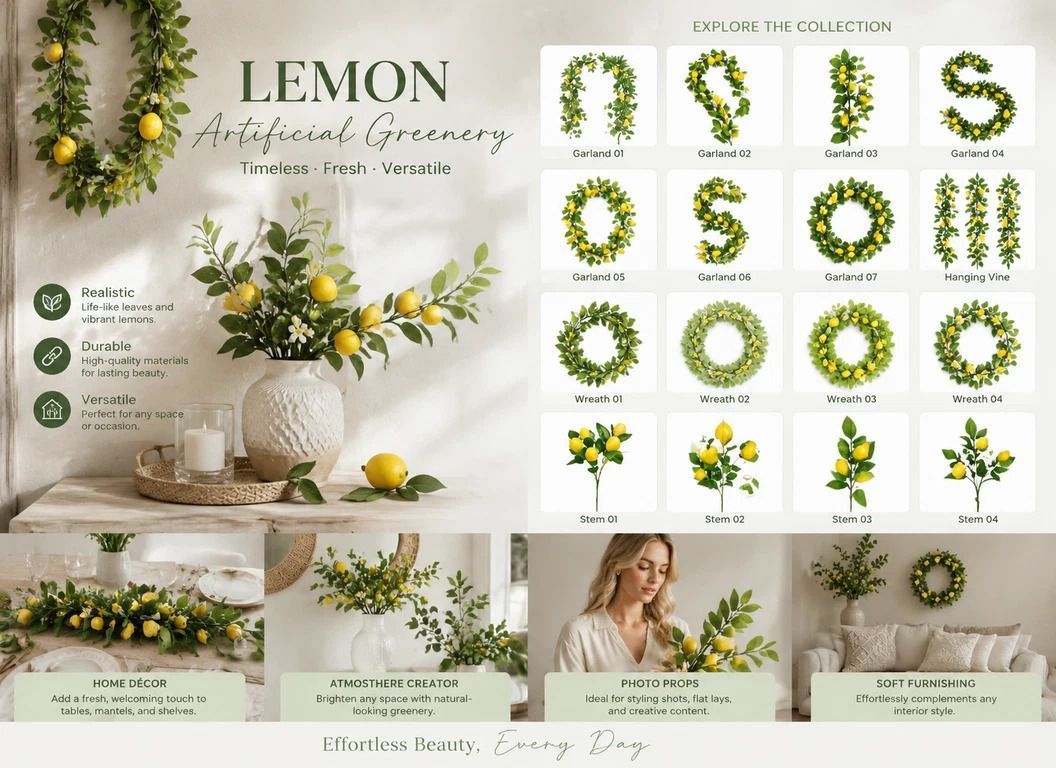 Willow Leaf Faux Lemon Vine Indoor Wall Greenery 2 Pack Kemu |Fashion Home Kitchen Beauty