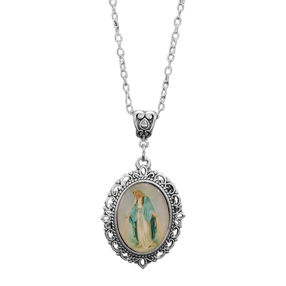 Trendy Oval Time Gem Glass Alloy Neck Chain, Antique Silver Plating, Versatile Decor Gift For Holiday Dinner Party Kemu |Fashion Home Kitchen Beauty