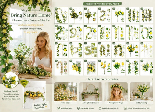 Spring Butterfly Style B Faux Lemon Garland Patio Door Styling Kemu |Fashion Home Kitchen Beauty
