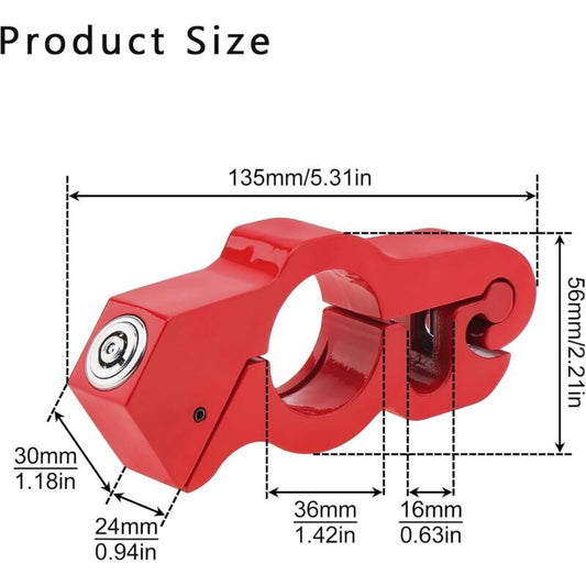 Motorcycle Brake Lock Red, Theft Security Lock Aluminum Alloy Motorcycle Handlebar Lock Anti Kemu |Fashion Home Kitchen Beauty
