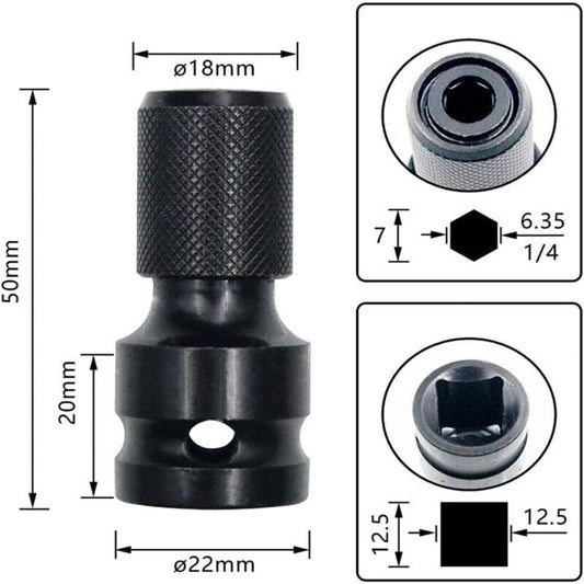 2 Pcs Impact Wrench Bit in Steel Socket Screwdriver Bit with Accessories Adapters for Hex Black, 0.25 in Kemu |Fashion Home Kitchen Beauty