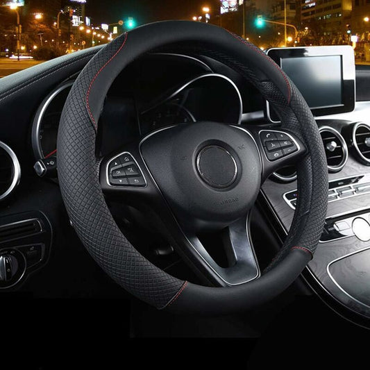 Car Steering Wheel Cover Red Black and, Anti-Slip Elastic, Breathable Carbon Fiber Steering Wheel Cover, 3739CM Kemu |Fashion Home Kitchen Beauty