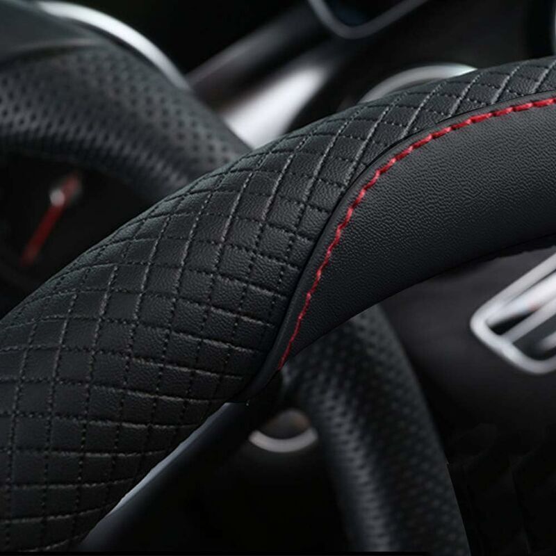 Car Steering Wheel Cover Red Black and, Anti-Slip Elastic, Breathable Carbon Fiber Steering Wheel Cover, 3739CM Kemu |Fashion Home Kitchen Beauty