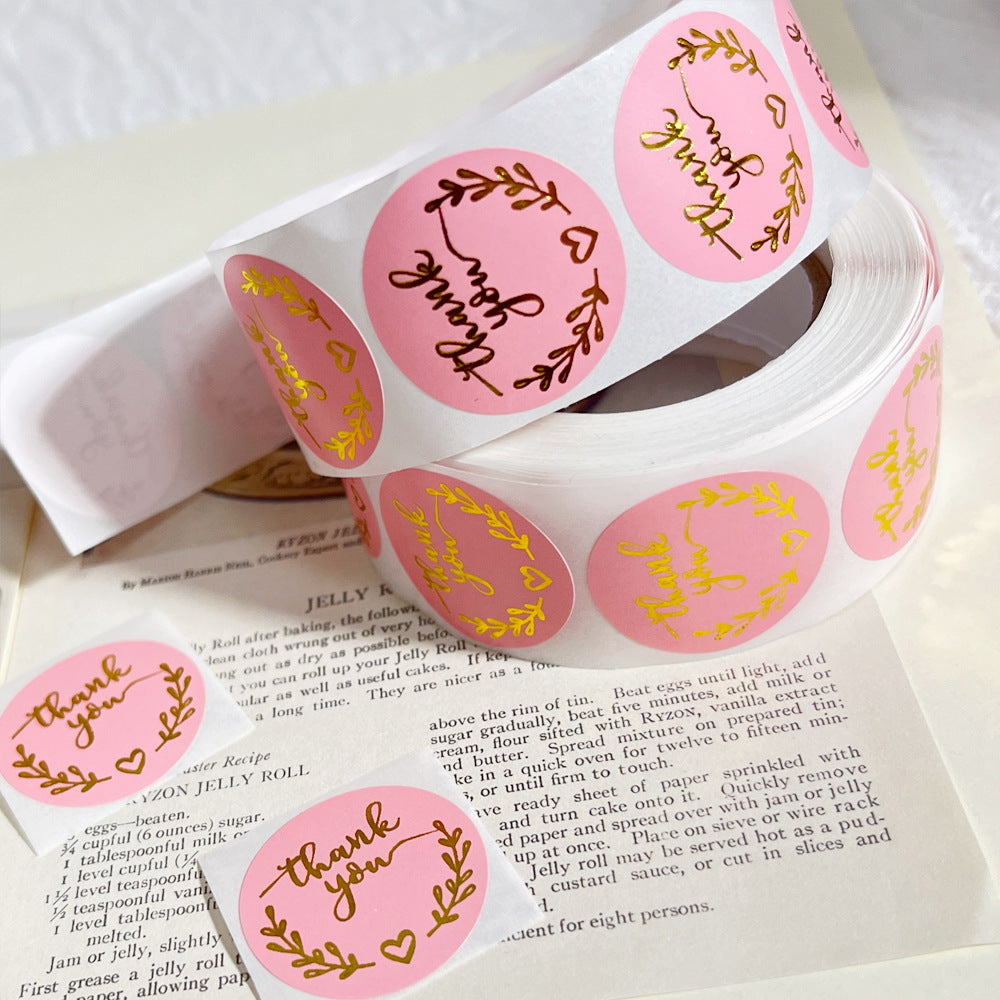 Rolls of 1000pcs Thank You Stickers, 2.5cm Self Adhesive Label Stickers, Kraft Paper and Pink Thank You Sticker Kemu |Fashion Home Kitchen Beauty