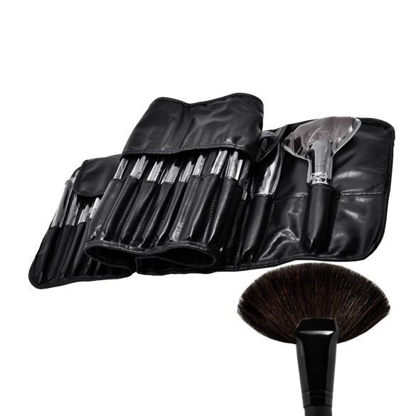 32pcs Professional Makeup Brushes, Genuine Goat Hair, Leather Case, Black Kemu |Fashion Home Kitchen Beauty