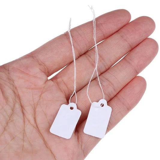 100-Pack White Paper Labels with String, 2.4 x 1.4 cm - Price Tags for All Needs Kemu |Fashion Home Kitchen Beauty