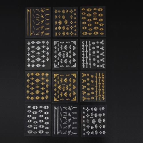 6 Sheets Silver Gold Nail Stickers, 12x4 cm Kemu |Fashion Home Kitchen Beauty