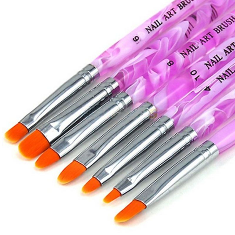7pcs Acrylic Nail Brushes UV, Pink Kemu |Fashion Home Kitchen Beauty