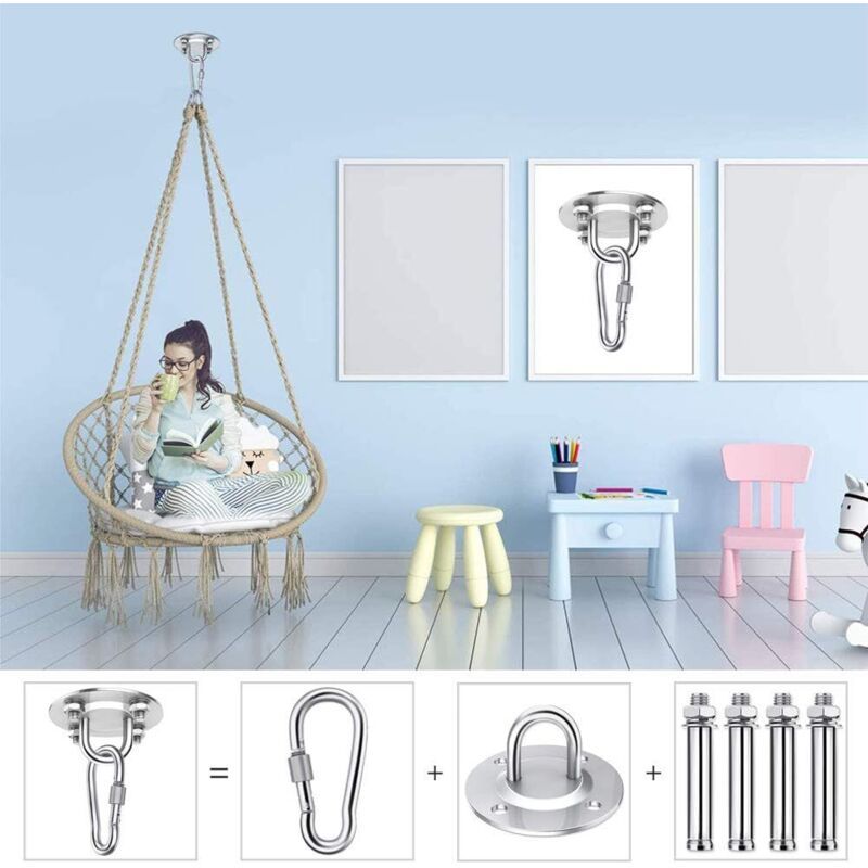 1 Pieces Heavy Duty Ceiling Hook, 450KG Capacity Stainless Steel Hammock Hanging Kit 180 Rotation for Concrete Wood Sets, Hanging Chair, Hanging Lamp Kemu |Fashion Home Kitchen Beauty