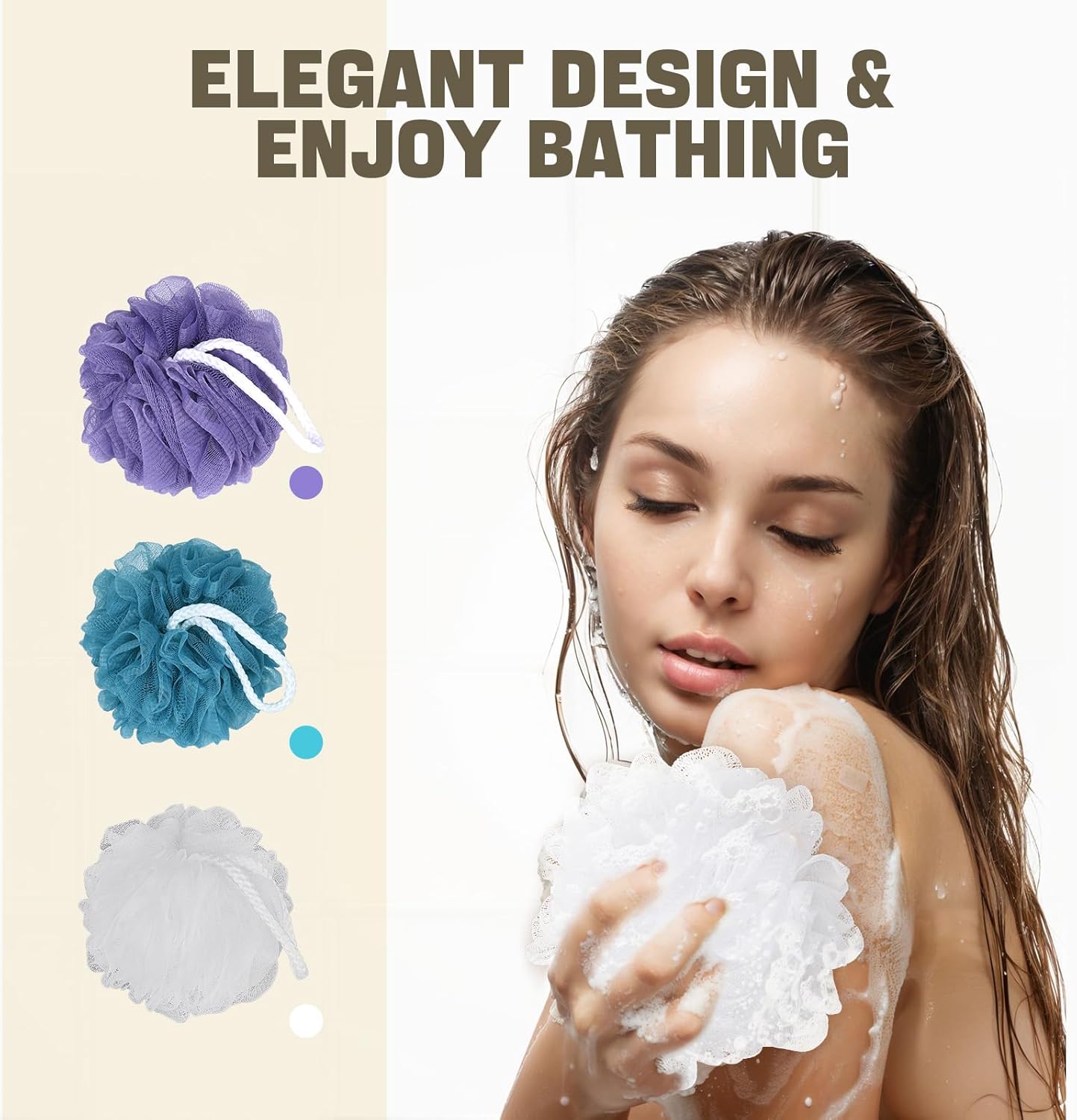 Bath Sponge Loofah Sponge Bath Puffs Shower Pouf Body Scrubber Exfoliating Soft 3 Pack Kemu |Fashion Home Kitchen Beauty