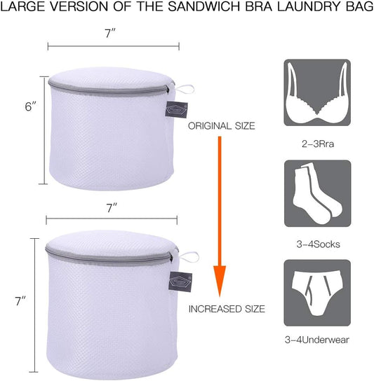 Kimmama Bra Washing Bags for Laundry, Lingerie Bags for Washing Delicates, Bra Laundry Bag for Washing Machine, Sandwish Mesh, 7x7x7"