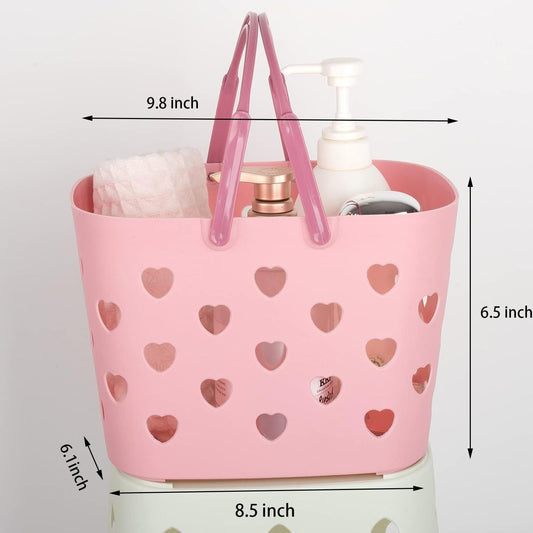 Portable Shower Caddy Tote Plastic Storage Basket with Handle Box Organizer Bin for Bathroom, Pantry, Kitchen, College Dorm, Garage - Pink Kemu |Fashion Home Kitchen Beauty