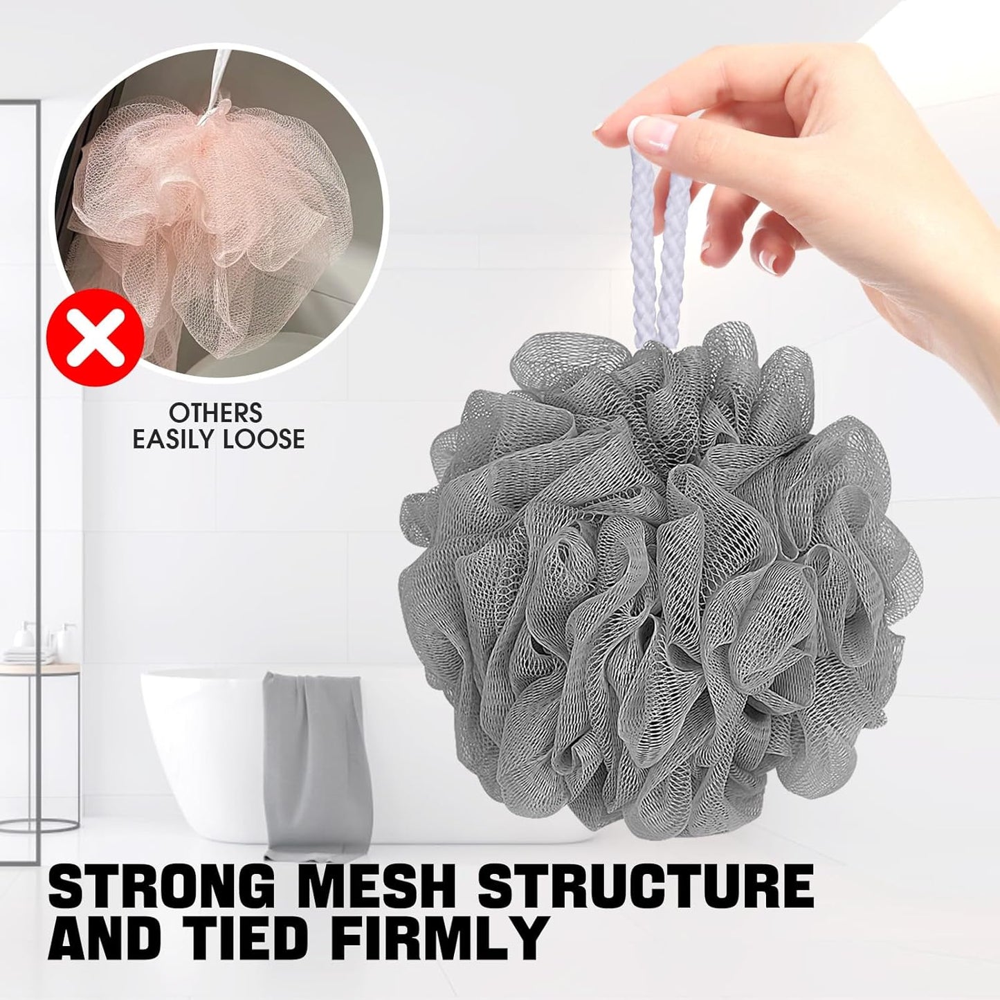 Loofah Bath Sponge Shower Loofa Bath Puff Body Scrubber Exfoliating Soft Premium 4 Pack Kemu |Fashion Home Kitchen Beauty