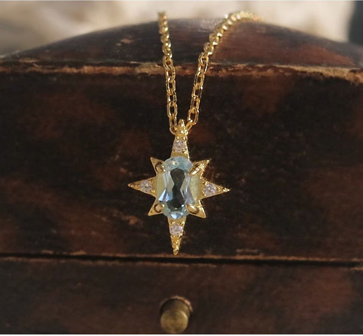 S925 Sterling Silver Mini Pendant Necklace - 18K Gold Plated Sky Blue Zircon Charm Chain for Women - Delicate Fine Jewelry for Daily Wear - Gold 45cm Kemu |Fashion Home Kitchen Beauty