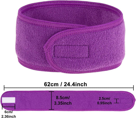 Spa Facial Headband 4 Packs Head Wrap Terry Cloth Headband Adjustable Stretch Towel for Bath, Makeup and Sport (Purple) Kemu |Fashion Home Kitchen Beauty