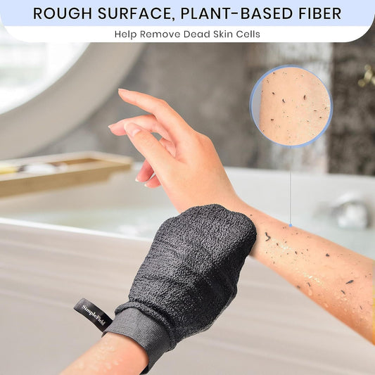 Korean Exoliating Mitt or Remove Dead Skin. 2 Pack 100% Viscose Kessa Deep Exoliating Gloves or Body Scrub, Keratosis Pilaris and Sel Tanning Removal. Easily Smooth Skin Surace. Kemu |Fashion Home Kitchen Beauty