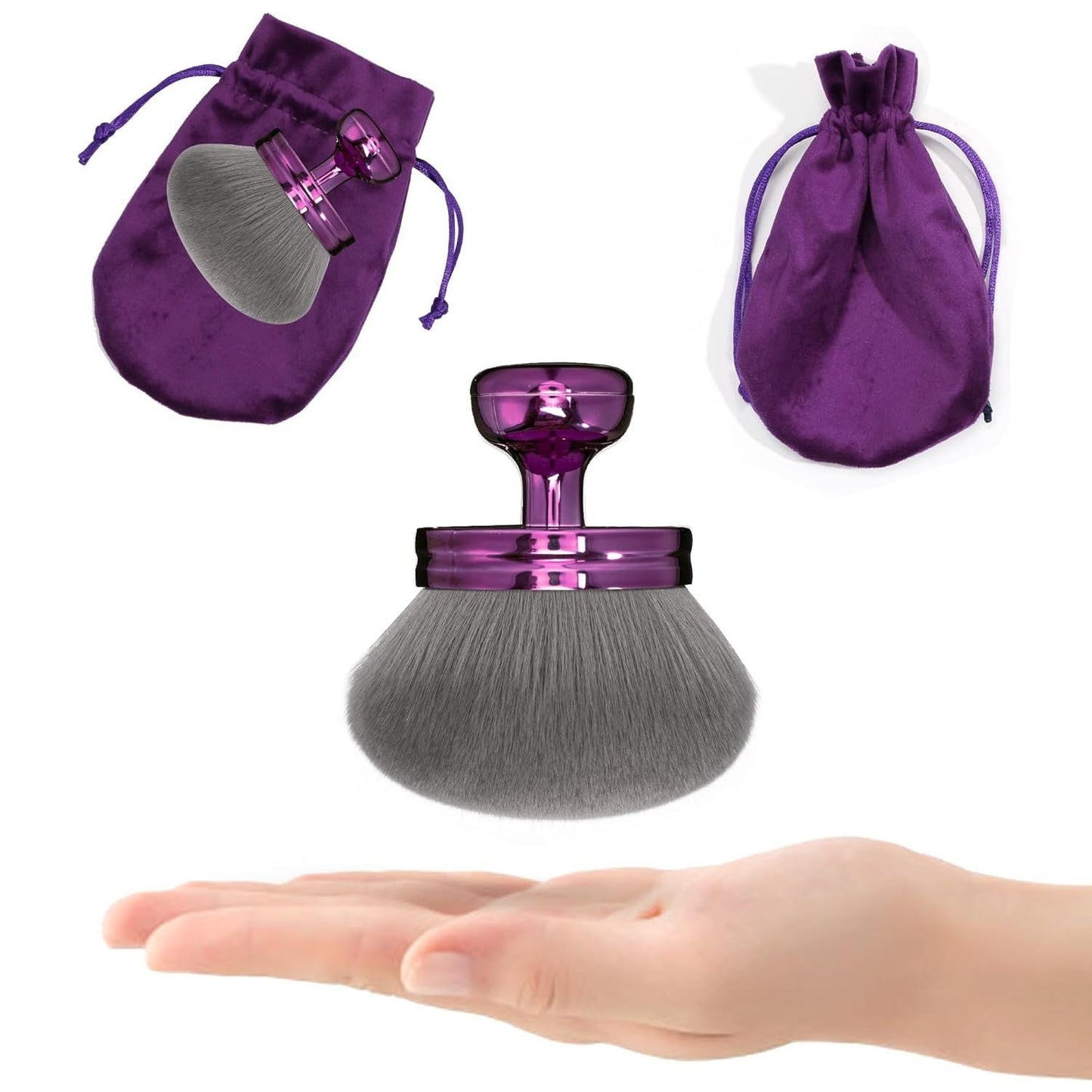 Blend & Blur Extra Large Body Makeup Brush or Sel Tanner,Leg Makeup & Bronzer Sel Tan Applicator, 3.2inch Wide Round Head Kabuki Brush or Application with Drawstring Bag (Purple) Kemu |Fashion Home Kitchen Beauty