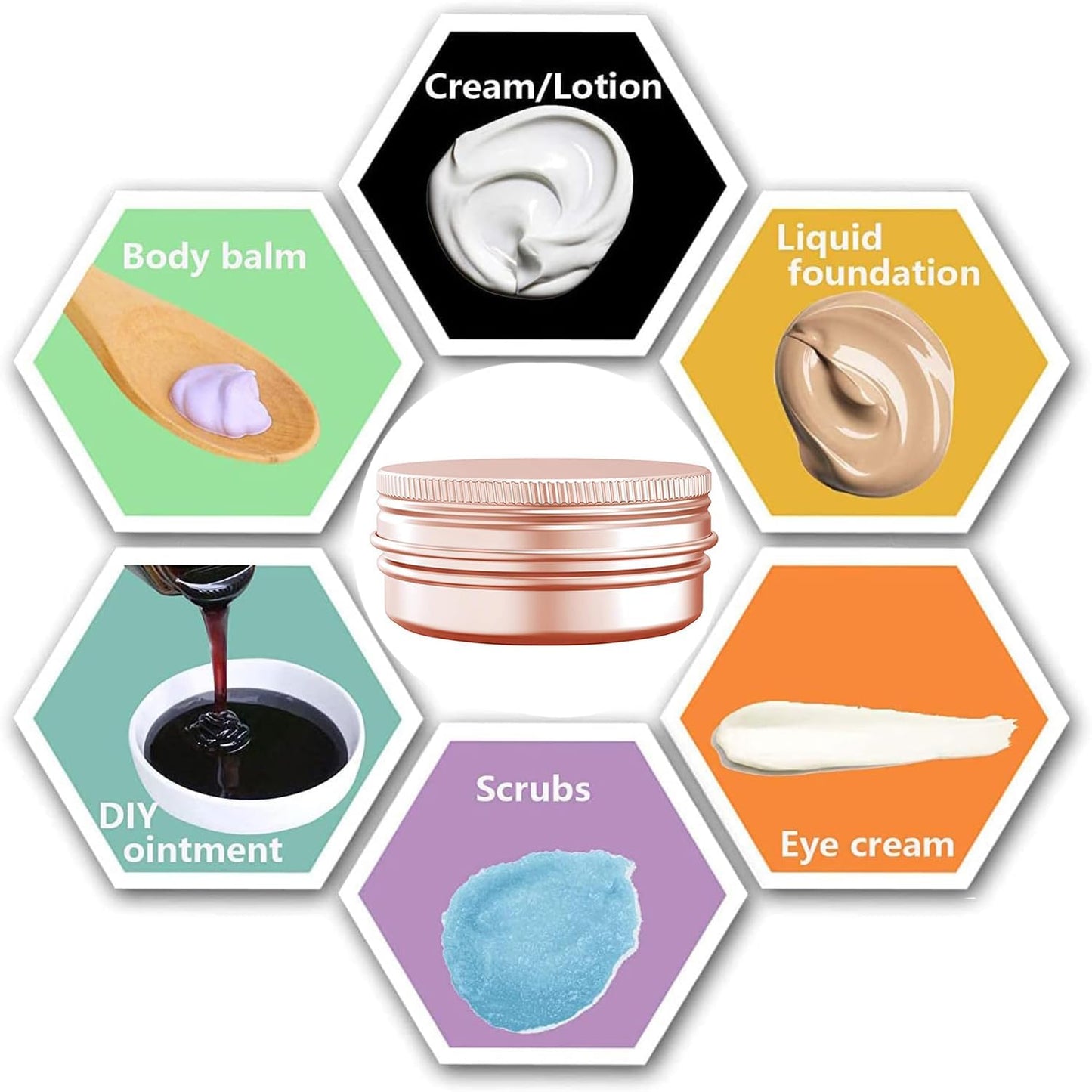 1 oz Aluminum Tin Jar with Screw Cap Refillable Container for Cosmetic, Lip Balm, Cream, Rose Gold 12 Pcs. Kemu |Fashion Home Kitchen Beauty