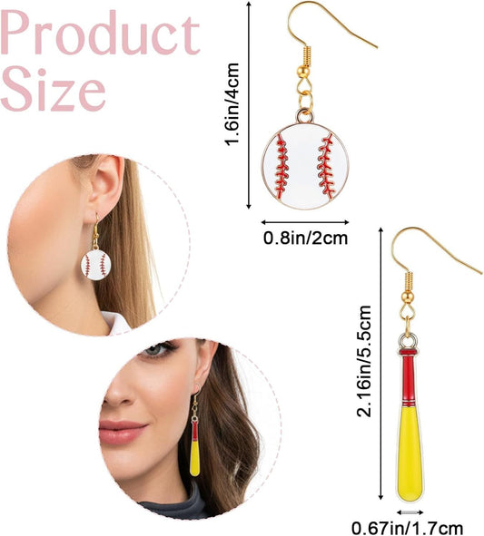 Baseball Earrings, Dangle Baseball Earrings for Women, Sports Jewelry Softball Player Gift (White, Yellow and Red) Kemu |Fashion Home Kitchen Beauty